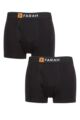 Mens 2 Pack Farah Plain and Striped Cotton Classic Keyhole Trunks - Black / Black