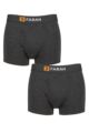 Mens 2 Pack Farah Plain and Striped Cotton Classic Keyhole Trunks - Charcoal / Charcoal
