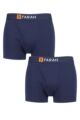 Mens 2 Pack Farah Plain and Striped Cotton Classic Keyhole Trunks - Navy / Navy