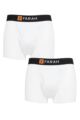 Mens 2 Pack Farah Plain and Striped Cotton Classic Keyhole Trunks - White / White