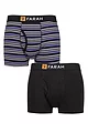 Mens 2 Pack Farah Plain and Striped Cotton Classic Keyhole Trunks - Black / Purple