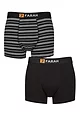 Mens 2 Pack Farah Plain and Striped Cotton Classic Fitted Trunks - Fine Stripe Black / Charcoal