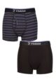 Mens 2 Pair Farah Plain and Stripe Bamboo Keyhole Trunks - Stripe Black / Purple