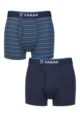 Mens 2 Pair Farah Plain and Stripe Bamboo Keyhole Trunks - Stripe Dark Navy / Blue