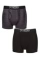 Mens 2 Pair Farah Plain and Stripe Bamboo Keyhole Trunks - Stripe Black / Charcoal