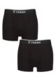 Mens 2 Pair Farah Plain and Stripe Bamboo Keyhole Trunks - Plain Black / Black