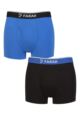 Mens 2 Pair Farah Plain and Stripe Bamboo Keyhole Trunks - Plain Black / Cobalt