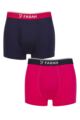 Mens 2 Pair Farah Plain Bamboo Keyhole Trunks - Plain Navy / Cerise