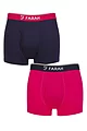 Mens 2 Pair Farah Plain Bamboo Keyhole Trunks - Plain Navy / Cerise