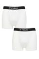 Mens 2 Pair Farah Plain and Stripe Bamboo Keyhole Trunks - Plain White / White