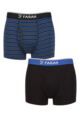 Mens 2 Pair Farah Plain and Stripe Bamboo Keyhole Trunks - Stripe Black / Cobalt