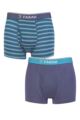 Mens 2 Pair Farah Plain and Stripe Bamboo Keyhole Trunks - Stripe Denim / Aqua