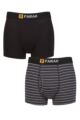 Mens 2 Pack Farah Classic Striped and Plain Bamboo Keyhole Trunks - Stripe Black / Charcoal