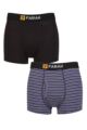 Mens 2 Pack Farah Classic Striped and Plain Bamboo Keyhole Trunks - Stripe Black / Purple