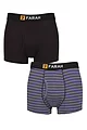 Mens 2 Pack Farah Classic Striped and Plain Bamboo Keyhole Trunks - Stripe Black / Purple