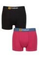 Mens 2 Pack Farah Cotton Classic Fitted Trunks - Denim / Berry