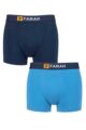 Mens 2 Pack Farah Cotton Classic Fitted Trunks - Dark Navy / Blue