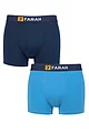 Mens 2 Pack Farah Cotton Classic Fitted Trunks - Dark Navy / Blue