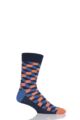 Mens and Ladies 1 Pair Happy Socks Filled Optic Combed Cotton Socks - Navy