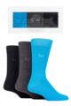 Mens 3 Pair Pringle Argyle and Plain Gift Boxed Cotton Socks - Navy / Blue / Grey