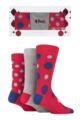 Mens 3 Pair Pringle Classic Spot and Plain Gift Boxed Socks - Red