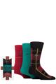 Mens 3 Pair Pringle Tartan Ribbon Cotton Gift Boxed Socks - Tartan