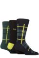 Mens Pringle 3 Pair Christmas Patterned Cotton Socks - Tartan Green