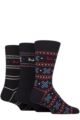 Mens Pringle 3 Pair Christmas Patterned Cotton Socks - Checker Navy