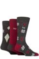 Mens Pringle 3 Pair Christmas Patterned Cotton Socks - Snowflake Charcoal