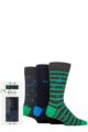 Mens 3 Pair Pringle Patterned Bamboo Rectangle Gift Boxed Socks - Stripes and Spots Assorted