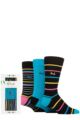 Mens 3 Pair Pringle Patterned Bamboo Rectangle Gift Boxed Socks - Stripes Assorted