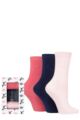 Ladies 3 Pair Pringle Plain Cotton Gift Boxed Socks - Light Pink / Navy / Pink
