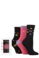 Ladies 3 Pair Pringle Patterned Socks with Christmas Snowflake Gift Box - Spots Black