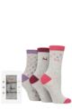 Ladies 3 Pair Pringle Patterned Socks with Christmas Snowflake Gift Box - Triangles Grey