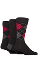 Mens 3 Pair Glenmuir New Waverley Cotton Argyle Patterned and Plain Socks - Black