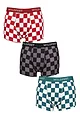 Mens 3 Pack SOCKSHOP Wildfeet Patterned Trunks - Checkers Black / Red / Teal