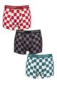 Mens 3 Pack SOCKSHOP Wildfeet Patterned Trunks - Checkers Black / Red / Teal