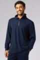 Mens 1 Pack Heat Holders Quarter Zip Thermal Lounge Top - Navy