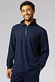 Mens 1 Pack Heat Holders Quarter Zip Thermal Lounge Top - Navy