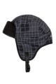 Mens 1 Pack Heat Holders Tim Aviator Plaid Hat with Plush Cuff - Black / Grey