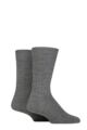 Mens 2 Pair HJ Hall Wool Rich Socks - Mid Grey