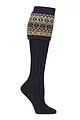 Women's 1 Pair HJ Hall UK Made Fairisle Merino Wool Shooting Knee High Socks - Navy