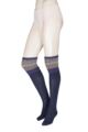 Ladies 1 Pair HJ Hall UK Made Fairisle Merino Wool Shooting Knee High Socks - Navy