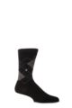 Mens 1 Pair Burlington Edinburgh Virgin Wool Argyle Socks - Black / Grey