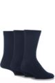 Mens 3 Pair SOCKSHOP Comfort Cuff Plain Gentle Bamboo Socks with Smooth Toe Seams - Navy