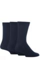 Mens 3 Pair SOCKSHOP Comfort Cuff Gentle Bamboo Striped Socks with Smooth Toe Seams - Navy