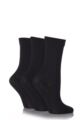 Ladies 3 Pair SOCKSHOP Gentle Bamboo Socks with Smooth Toe Seams in Plains and Stripes - Black