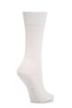 Ladies 1 Pair Falke Sensitive Malaga Left And Right Mercerised Cotton Socks - White