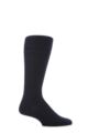 Mens 1 Pair HJ Hall Mid Calf Wool Softop Socks - Navy