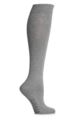 Ladies 1 Pair Falke Sensitive London Left and Right Comfort Cuff Cotton Knee High Socks - Light Grey Melange